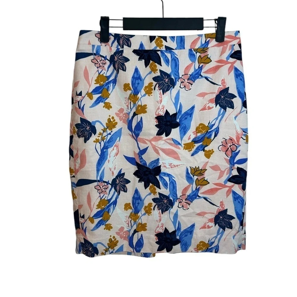 J.Crew Floral Printed Basketweave Pencil Skirt